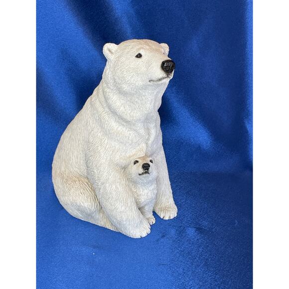 Vintage Sandicast Polar Bear with Cub Signed by Sandra Blue Sculpture - Picture 1 of 8